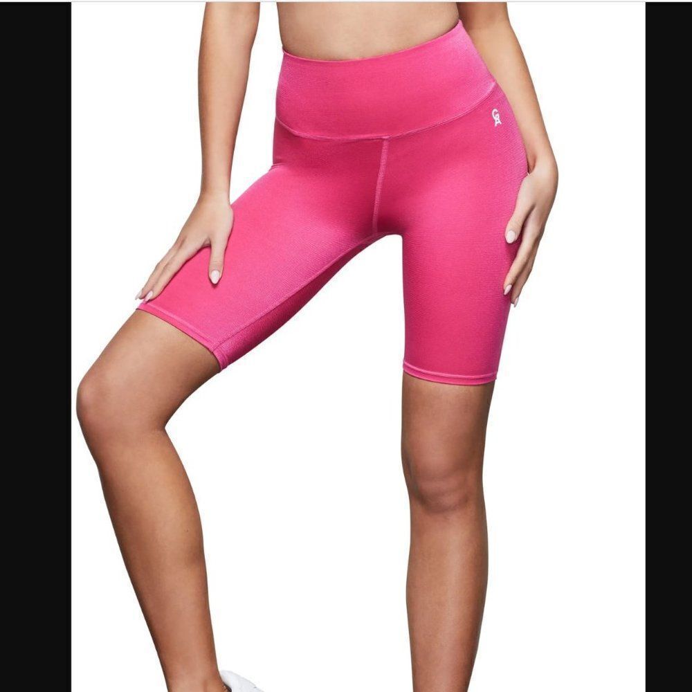 Good American Pink Shiny Rib Bike Shorts‎ Size 2